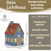 KI-generiertes Bild,Teelichthaus Lichterhaus Nyhavn 16cm Blau Braun Keramik Fachwerkhaus Teelichthalter