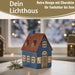 KI-generiertes Bild,Teelichthaus Lichterhaus Nyhavn 16cm Blau Braun Keramik Fachwerkhaus Teelichthalter