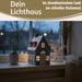 KI-generiertes Bild,Teelichthaus Lichterhaus Nyhavn 16cm Blau Braun Keramik Fachwerkhaus Teelichthalter