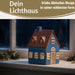 KI-generiertes Bild,Teelichthaus Lichterhaus Nyhavn 16cm Blau Braun Keramik Fachwerkhaus Teelichthalter