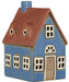 KI-generiertes Bild,Teelichthaus Lichterhaus Nyhavn 16cm Blau Braun Keramik Fachwerkhaus Teelichthalter