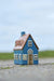 KI-generiertes Bild,Teelichthaus Lichterhaus Nyhavn 16cm Blau Braun Keramik Fachwerkhaus Teelichthalter
