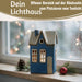 KI-generiertes Bild,Teelichthaus Lichterhaus Nyhavn 17cm Blau Keramik Fachwerkhaus Teelichthalter