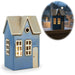 KI-generiertes Bild Teelichthaus Lichterhaus Nyhavn 17cm Blau Keramik Fachwerkhaus Teelichthalter