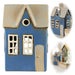 KI-generiertes Bild Teelichthaus Lichterhaus Nyhavn 17cm Blau Keramik Fachwerkhaus Teelichthalter