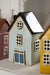 KI-generiertes Bild,Teelichthaus Lichterhaus Nyhavn 19cm Blau Keramik Fachwerkhaus Teelichthalter