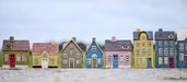 KI-generiertes Bild,Teelichthaus Lichterhaus Nyhavn 20cm Blau Weiß Keramik Fachwerkhaus Teelichthalter