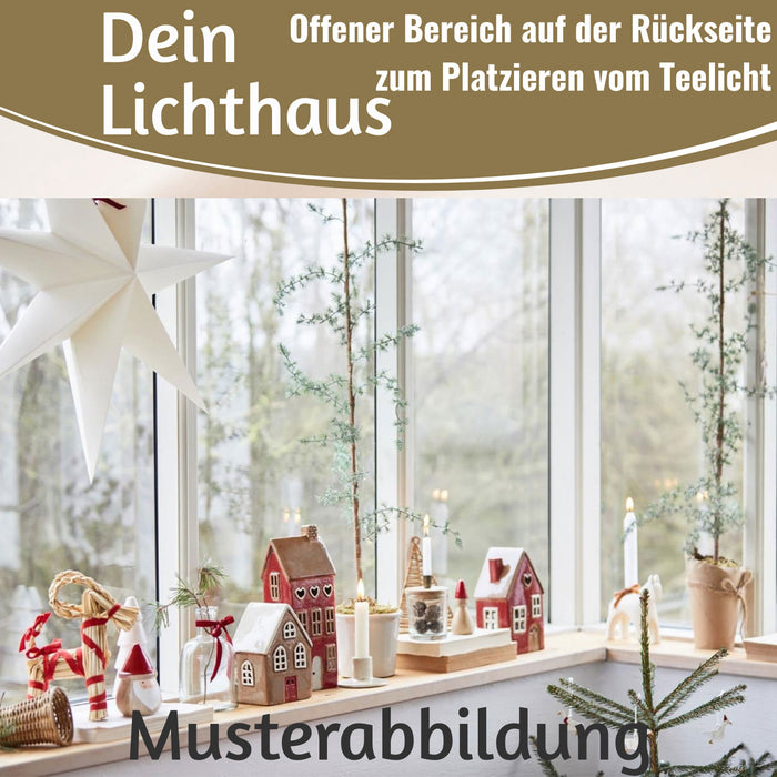 KI-generiertes Bild,Teelichthaus Lichterhaus Nyhavn 19cm Kirche Weiß Stillenat Keramik Teelichthalter