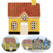 KI-generiertes Bild Teelichthaus Lichterhaus Nyhavn 14cm Gelb Braun Keramik Fachwerkhaus Teelichthalter