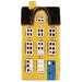 KI-generiertes Bild,Teelichthaus Lichterhaus Nyhavn 20cm Gelb Blau Keramik Fachwerkhaus Teelichthalter