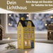KI-generiertes Bild,Teelichthaus Lichterhaus Nyhavn 20cm Gelb Blau Keramik Fachwerkhaus Teelichthalter