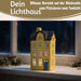 KI-generiertes Bild,Teelichthaus Lichterhaus Nyhavn 20cm Gelb Blau Keramik Fachwerkhaus Teelichthalter