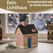 KI-generiertes Bild,Teelichthaus Lichterhaus Nyhavn 16cm Rosa Blau Keramik Fachwerkhaus Teelichthalter
