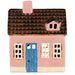 KI-generiertes Bild,Teelichthaus Lichterhaus Nyhavn 14cm Rosa Blau Keramik Fachwerkhaus Teelichthalter