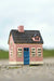 KI-generiertes Bild,Teelichthaus Lichterhaus Nyhavn 14cm Rosa Blau Keramik Fachwerkhaus Teelichthalter