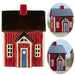 KI-generiertes Bild Teelichthaus Lichterhaus Nyhavn 17cm Rot Blau Keramik Fachwerkhaus Teelichthalter