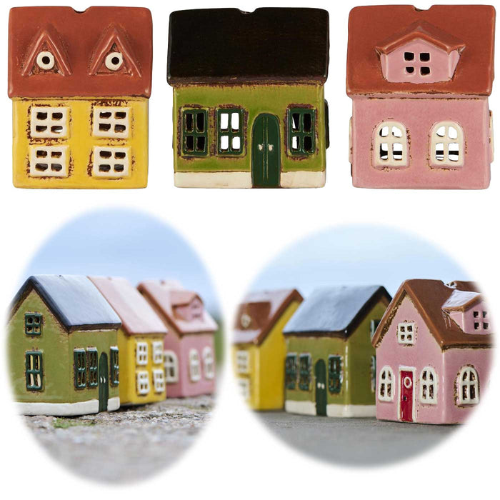 KI-generiertes Bild Teelichthaus Lichterhaus Nyhavn 3´er Set Keramik Fachwerkhaus Teelichthalter