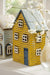 KI-generiertes Bild,Teelichthaus Lichterhaus Nyhavn 18cm Gelb Blau Keramik Fachwerkhaus Teelichthalter