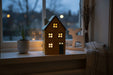 KI-generiertes Bild,Teelichthaus Lichterhaus Nyhavn 18cm Gelb Blau Keramik Fachwerkhaus Teelichthalter