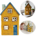KI-generiertes Bild Teelichthaus Lichterhaus Nyhavn 18cm Gelb Blau Keramik Fachwerkhaus Teelichthalter
