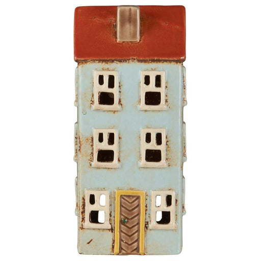 KI-generiertes Bild,Teelichthaus Lichterhaus Nyhavn 20cm Türkis Keramik Fachwerkhaus Teelichthalter