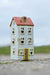 KI-generiertes Bild,Teelichthaus Lichterhaus Nyhavn 20cm Türkis Keramik Fachwerkhaus Teelichthalter