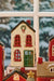 KI-generiertes Bild,Teelichthaus Lichterhaus Nyhavn 19cm Beige Rot Keramik Fachwerkhaus Teelichthalter