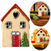 KI-generiertes Bild Teelichthaus Lichterhaus Nyhavn 14cm Beige Rot Keramik Fachwerkhaus Teelichthalter