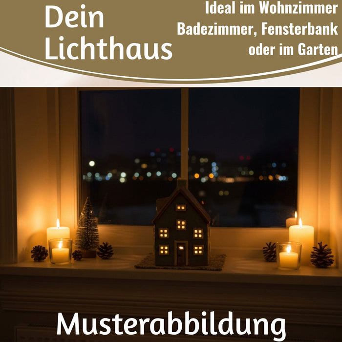 KI-generiertes Bild,Teelichthaus Lichterhaus Nyhavn 10cm Rot Schwarz Keramik Fachwerkhaus Teelichthalter