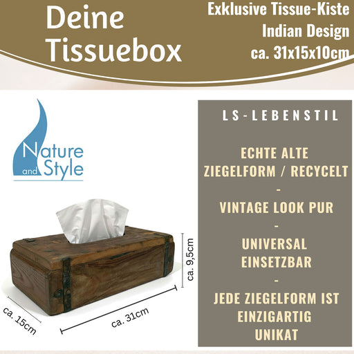 KI-generiertes Bild,Tissue-Box Holz 31cm Braun Ziegelform Kosmetiktuch-Spender Taschentuch