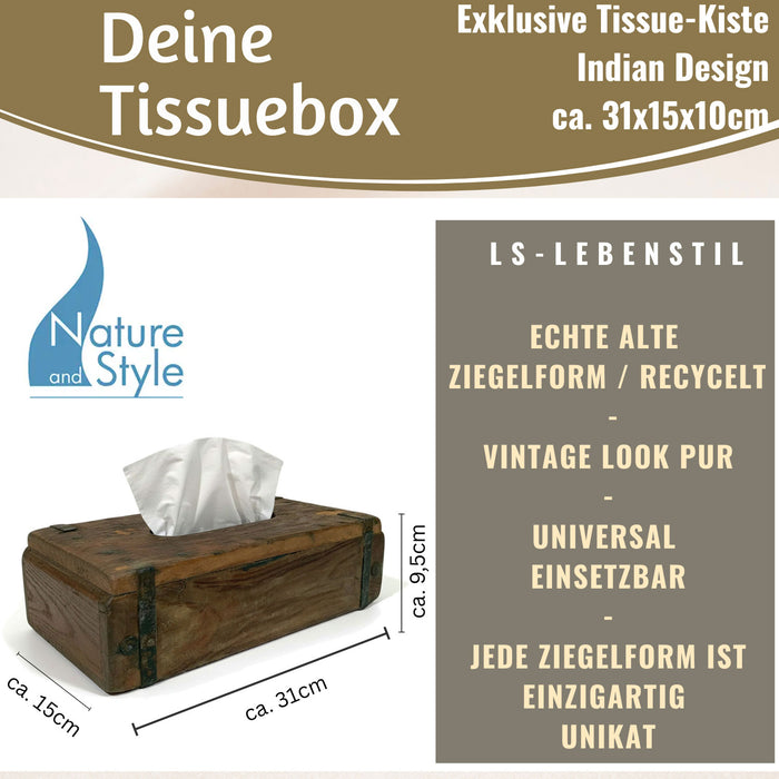 KI-generiertes Bild,Tissue-Box Holz 31cm Braun Ziegelform Kosmetiktuch-Spender Taschentuch