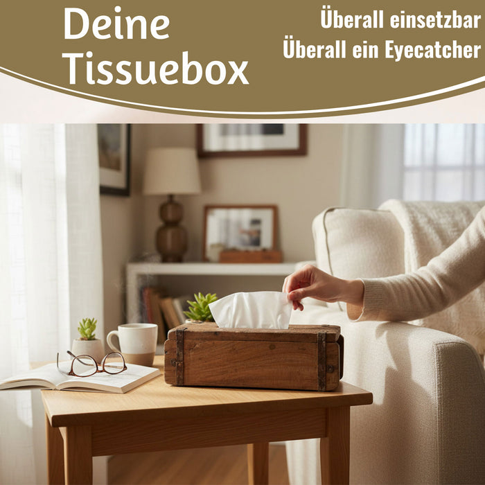 KI-generiertes Bild,Tissue-Box Holz 31cm Braun Ziegelform Kosmetiktuch-Spender Taschentuch