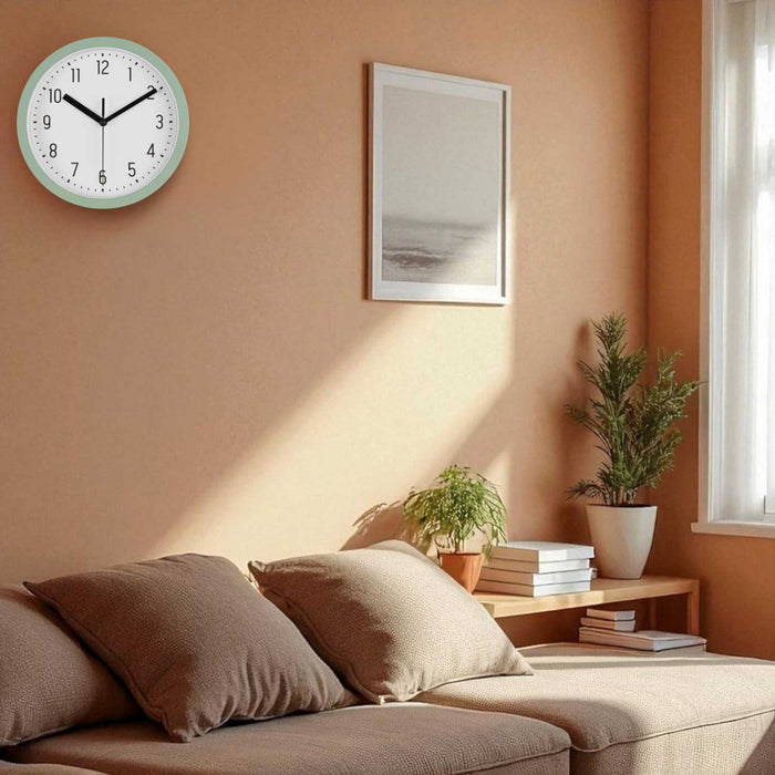 KI-generiertes Bild,Nostalgische Wanduhr Grün 20cm Leicht Ablesbar Vintage Küchenuhr Bürouhr Retro
