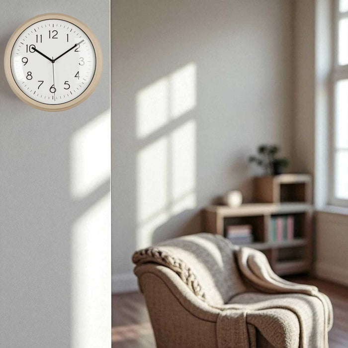 KI-generiertes Bild,Nostalgische Wanduhr Sand Beige 26cm Leicht Ablesbar Vintage Küchenuhr Bürouhr Retro