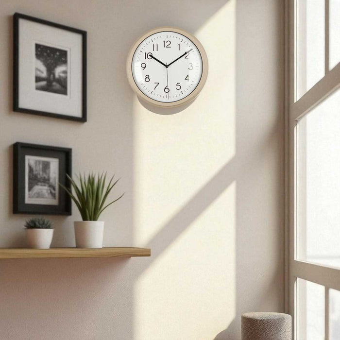 KI-generiertes Bild,Nostalgische Wanduhr Sand Beige 26cm Leicht Ablesbar Vintage Küchenuhr Bürouhr Retro