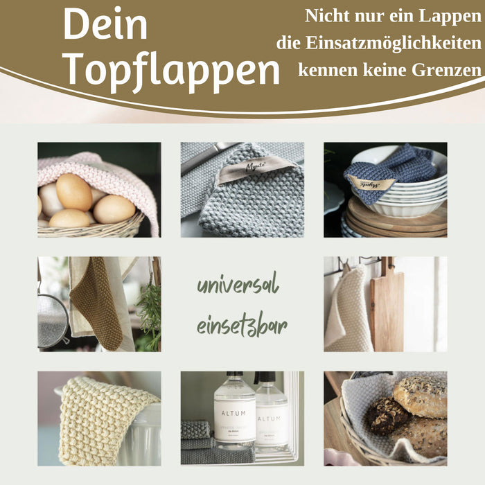 KI-generiertes Bild,Vintage Topflappen 22cm Mynte Wasabi Grün Gestrickt 100% Baumwolle OEKO-TEX 100