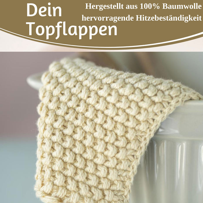 KI-generiertes Bild,Vintage Topflappen 22cm Mynte Latte Cream Gestrickt 100% Baumwolle OEKO-TEX 100