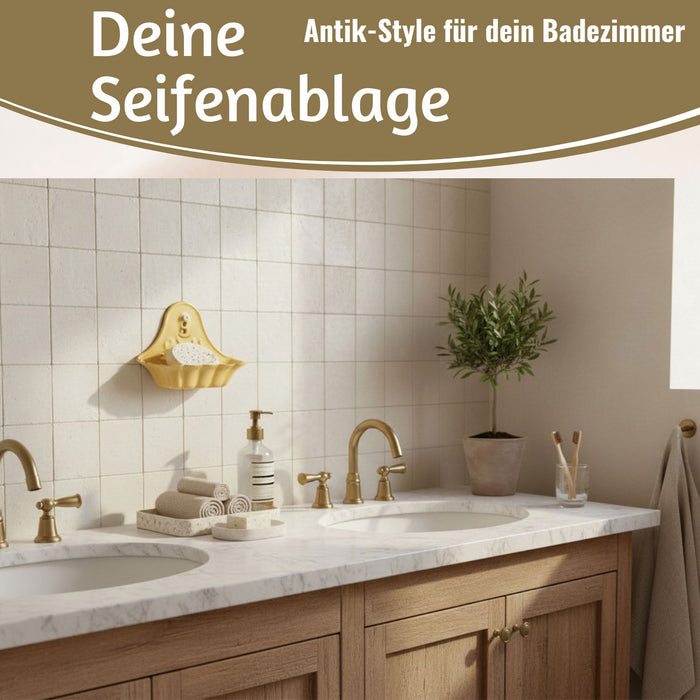KI-generiertes Bild,IB Laursen Seifenschale Emaille Gelb 16cm Wandmontage Seifenhalter Seifenablage