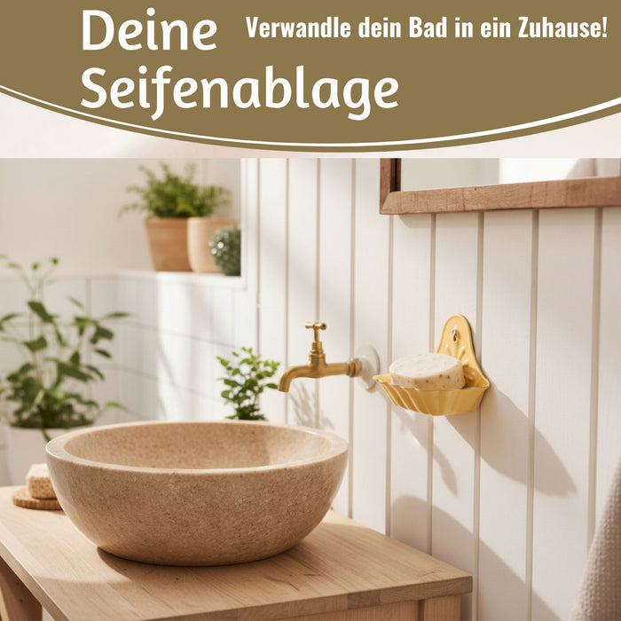 KI-generiertes Bild,IB Laursen Seifenschale Emaille Gelb 16cm Wandmontage Seifenhalter Seifenablage
