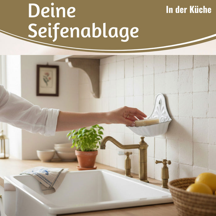 KI-generiertes Bild,IB Laursen Seifenschale Emaille Gelb 16cm Wandmontage Seifenhalter Seifenablage