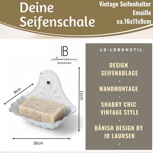 KI-generiertes Bild,IB Laursen Seifenschale Emaille Weiß 16cm Wandmontage Seifenhalter Seifenablage