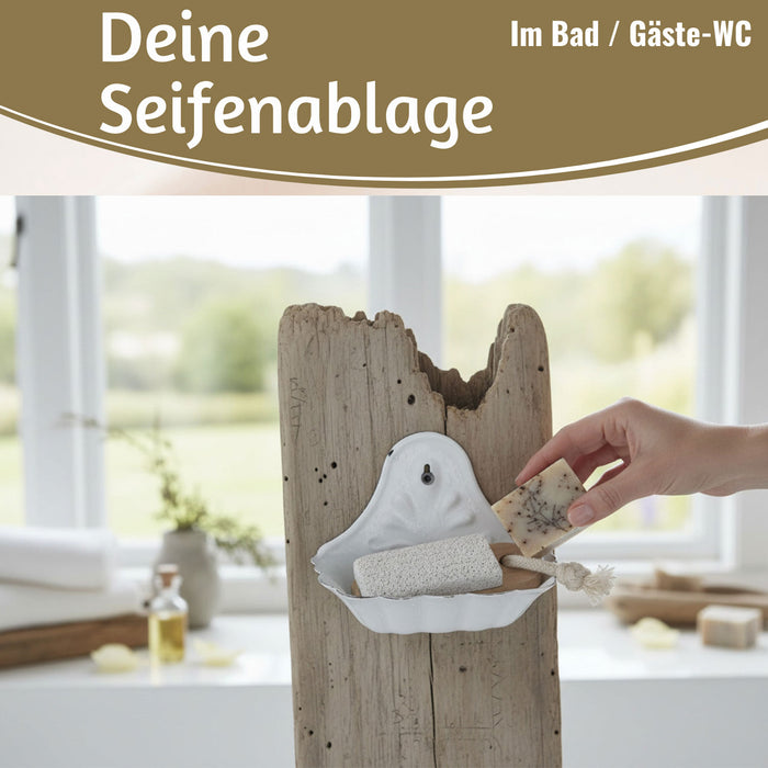KI-generiertes Bild,IB Laursen Seifenschale Emaille Weiß 16cm Wandmontage Seifenhalter Seifenablage