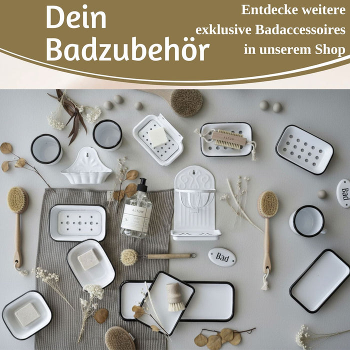KI-generiertes Bild,IB Laursen Seifenschale Emaille Weiß 21cm mit Ablauf Wandmontage Seifenhalter