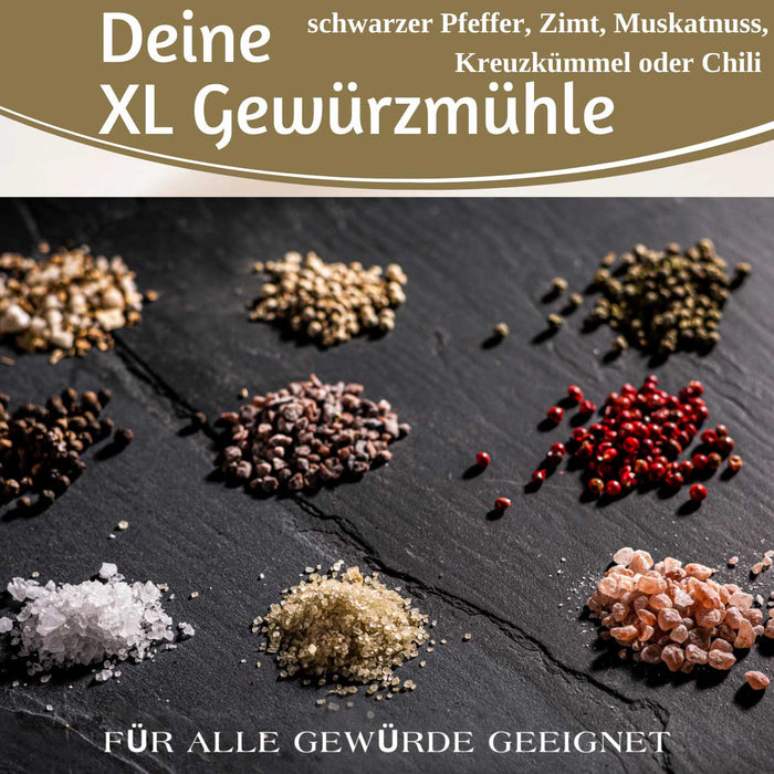KI-generiertes Bild,Design XL Holz Salzmühle & Pfeffermühle Akazie 32cm Keramikmahlwerk Gewürzmühle