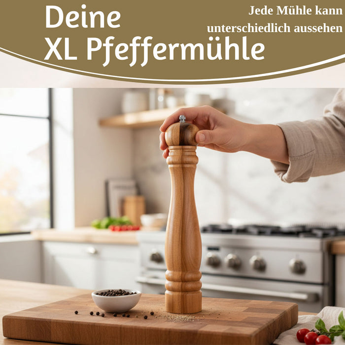 KI-generiertes Bild,Design XL Holz Salzmühle & Pfeffermühle Akazie 32cm Keramikmahlwerk Gewürzmühle
