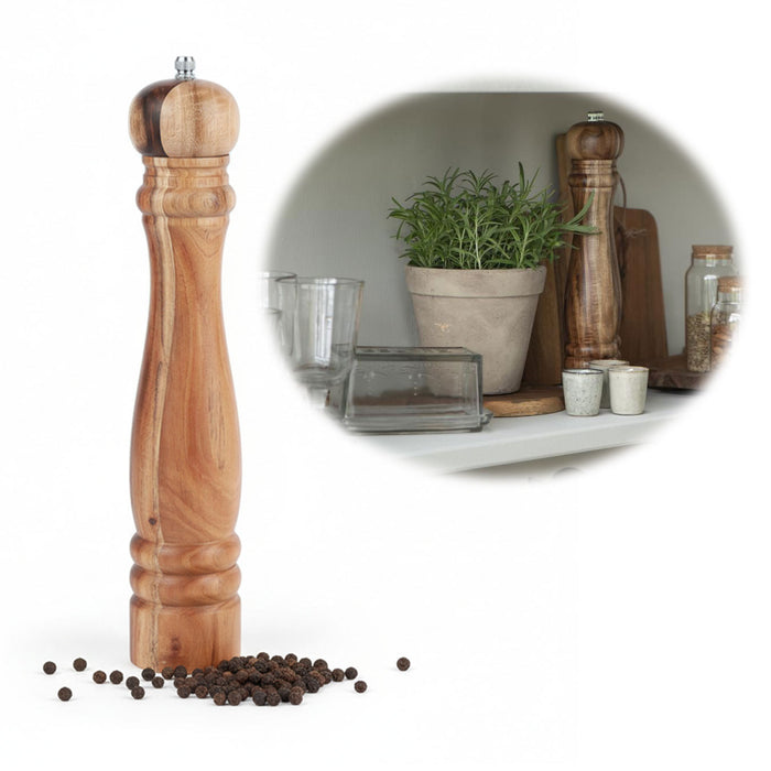 KI-generiertes Bild Design XL Holz Salzmühle & Pfeffermühle Akazie 32cm Keramikmahlwerk Gewürzmühle