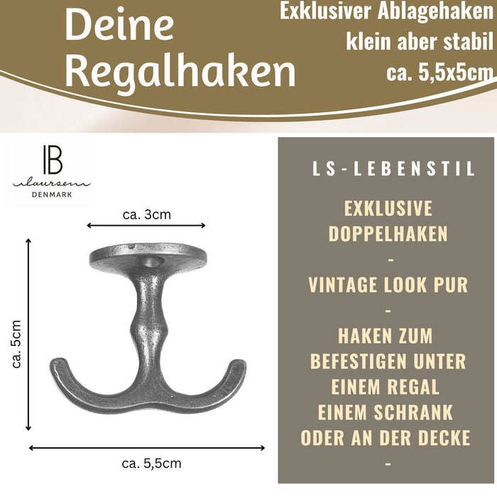 KI-generiertes Bild,IB Laursen Doppel Regalhaken Weiß Vintage Schrankhaken Kleiderhaken Deckenhaken
