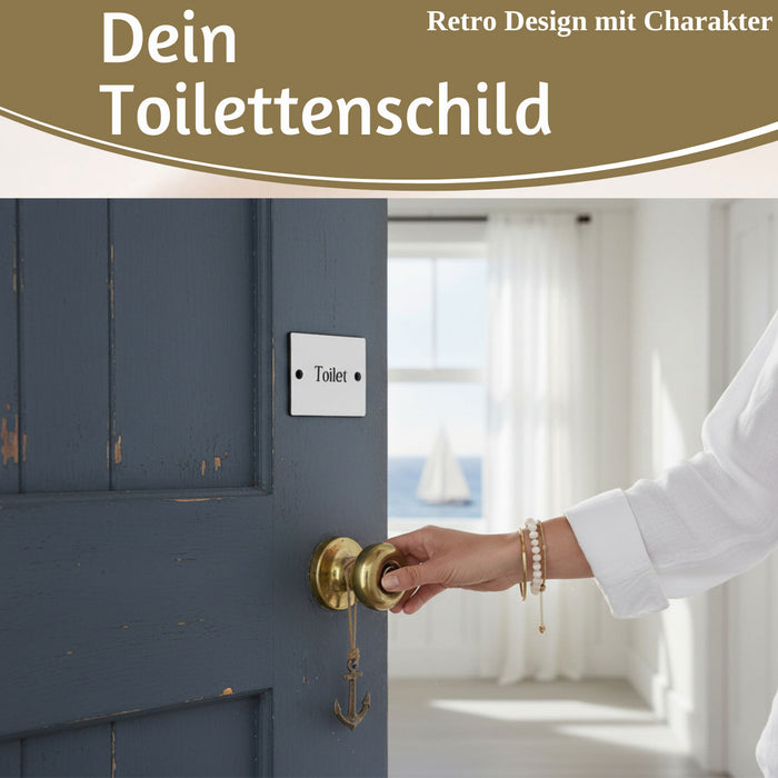 KI-generiertes Bild,Vintage Emaille Türschild Toilet 6x5cm Toilettenschild Deko Nostalgie Schild