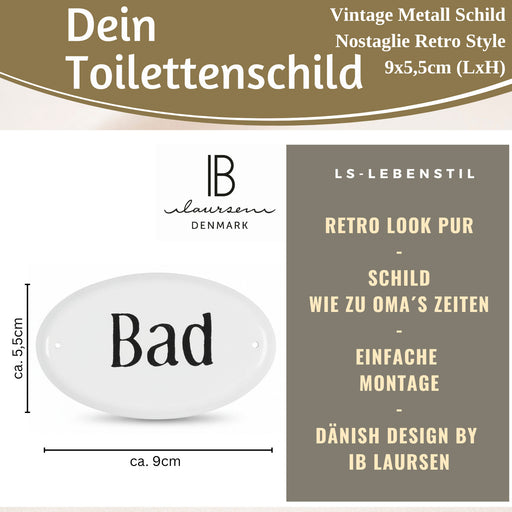KI-generiertes Bild,Vintage Metall Türschild Bad 9x5,5cm Dekoschild Nostalgieschild Schild