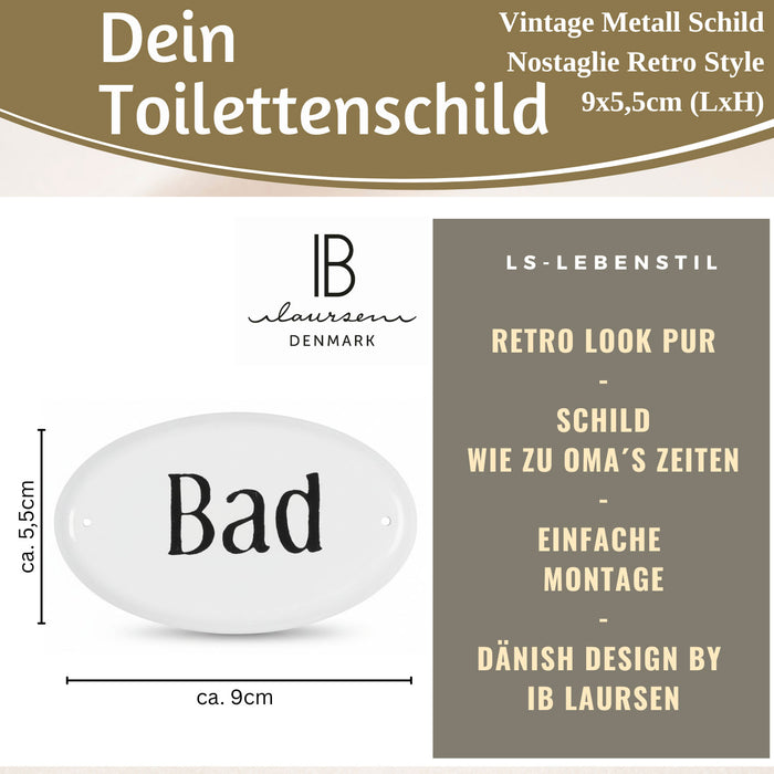 KI-generiertes Bild,Vintage Metall Türschild Bad 9x5,5cm Dekoschild Nostalgieschild Schild